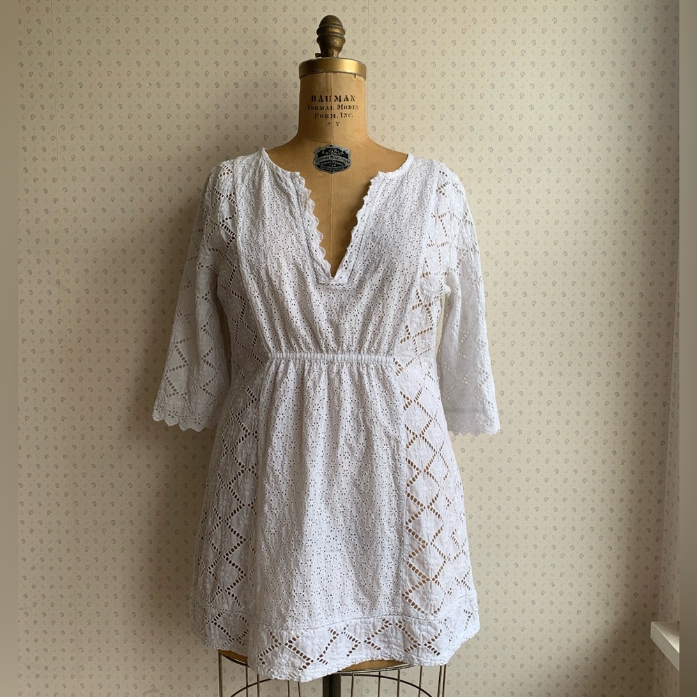 Anthropologie | Eloise Eyelet Diamonds Swim Cover Up sz Large TP2